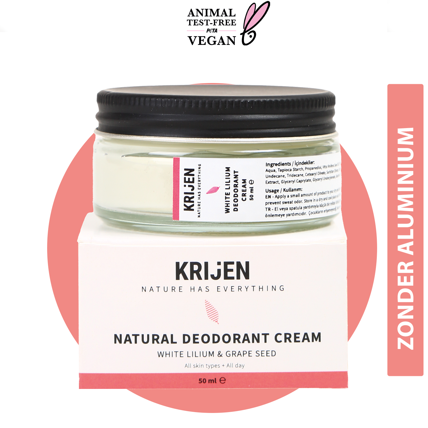Witte Lelie & Druivenpit Crème Deodorant (50 ml)