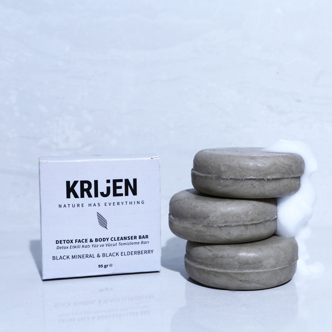 Detoxifying Black Mineral & Elderberry Face and Body Cleansing Bar 95 Gr